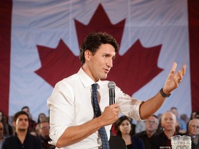 Prime Minister Justin Trudeau speaks during a town hall in Sherbrooke, Que. on Tuesday, January 17, 2017. (THE CANADIAN PRESS/Ryan Remiorz)