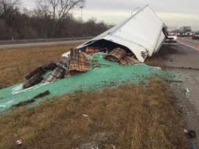 A transport truck spilled its marbles on an Indianapolis-area highway on Saturday, Jan. 21, 2017. (Twitter)