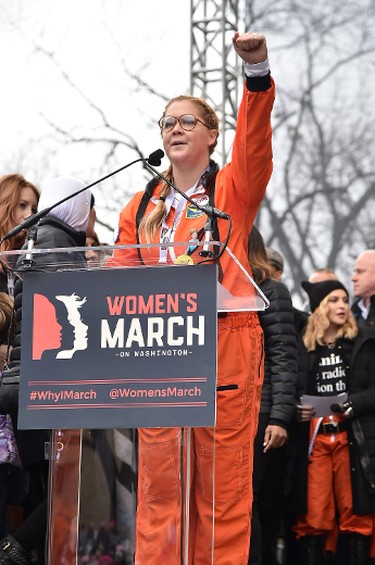 Amy Schumer speaks onstage during the rally at the Women's March on Washington on January 21, 2017 in Washington, D.C.  (Photo by Theo Wargo/Getty Images)