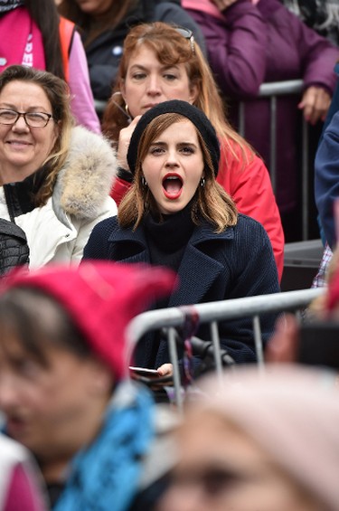 Emma Watson attends the Women's March on Washington on January 21, 2017 in Washington, D.C. (Photo by Theo Wargo/Getty Images)