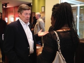 Toronto Mayor John Tory talks with participants during the kick-off to the city's Community Conversations sessions on Saturday, Jan. 21, 2017. (Terry Davidson/Toronto Sun)