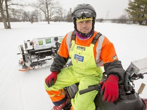 Dave Adams grooms the the Sir Joh A Macdonald Ski Trail  near Island Park Drive and Champlain Bridge.