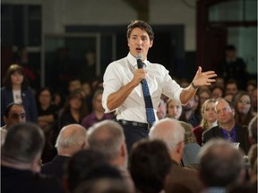 Prime Minister Justin Trudeau speaks during a town hall meeting Tuesday, January 17, 2017 in Sherbrooke, Quebec. (THE CANADIAN PRESS/Ryan Remiorz)