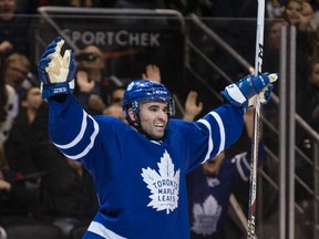 Maple Leafs centre Nazem Kadri celebrates his goal against the Canucks during NHL action in Toronto on Nov. 5, 2016. (Craig Robertson/Toronto Sun)