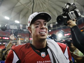 Falcons quarterback Matt Ryan walks off the field after defeating the Packers in the NFC Championship game in Atlanta on Sunday, Jan. 22, 2017. (David Goldman/AP Photo)