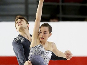 Evelyn Walsh, of London, and Trennt Michaud, of Belleville, perform the junior pair free program during the National Skating Championships at TD Place in Ottawa Jan. 18. Evelyn and Trennt, who skate out of London, won gold in the competition. TONY CALDWELL POSTMEDIA NETWORK