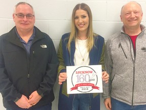 The Lucknow 2018 Reunion has a new logo. Reunion Co-Chairs Glen Gibson (left) and Luke Smith (right) revealed the logo design with Robin McDonagh, the winner of the logo contest.