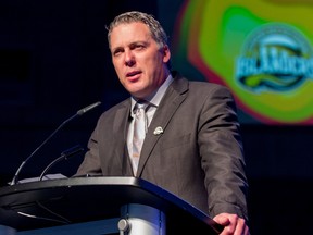 Charlottetown Islanders coach and general manager Jim Hulton, a Kingston native, at the podium at the 2016 QMJHL draft in Charlottetown. (Vincent Ethier/QMJHL Media)