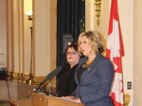 Rochelle Squires, Manitoba's minister responsible for the status of women, revealed at a press conference on Monday, Jan. 23, 2017 that she has been subjected to gender-based harassment and sexist comments since becoming a cabinet minister. (Joyanne Pursaga/Winnipeg Sun/Postmedia Network)