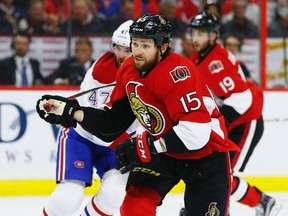 Centre agreed to a four-year, $13-million US contract extension with the Senators on Monday. (Errol McGihon/Ottawa Sun)