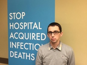 CUPE's Nicholas Black was in London on Monday to discuss hospital-acquired infections in Ontario hospitals. (DAN BROWN, The London Free Press)