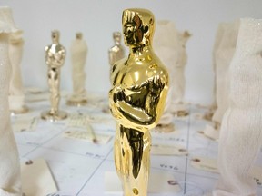 This file photo taken on January 13, 2017 shows a 24-karat gold Oscar statuette at Polich Tallix Foundary in Rock Tavern, Upstate New York. Oscar organizers on January 24, 2017 began announcing the names of the nominees for the 89th Academy Awards, which will be handed out next month.  AFP PHOTO / Don EMMERTDON EMMERT/AFP/Getty Images
