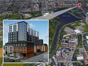 City planning committee has approved Textbook Suites' proposal to build 172 bachelor, one-, two- and three-bedroom apartments for university students at 774 Bronson Ave., just south of Carling Avenue.