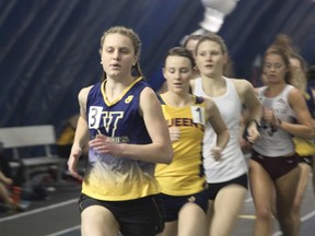 Laurentian track team member Marisaa Lobert competes at the Ottawa Winter National Classic Indoor Track Meet on the weekend. The Laurentian track team combined for two medals, three OUA qualifying standards, one school record and nine personal best performances. Dick Moss/For The Sudbury Star