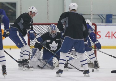 Toronto Maple Leafs Frederik Andersen G (31) at practice as they prepare for their game Wednesday night in Detroit in Toronto on Tuesday January 24, 2017. Jack Boland/Toronto Sun/Postmedia Network