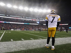 Ben Roethlisberger of the Pittsburgh Steelers looks on from the sideline during the second half against the New England Patriots in the AFC Championship Game at Gillette Stadium on Jan. 22, 2017 in Foxboro, Massachusetts. (Al Bello/Getty Images)