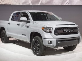 The Toyota Tundra pickup truck is seen during the 2017 North American International Auto Show in Detroit, Michigan, Jan. 10, 2017. (SAUL LOEB/AFP/Getty Images)
