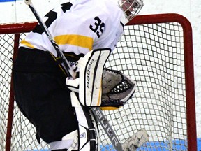 Tillsonburg Thunder goalie Tommy Lee. (CHRIS ABBOTT/TILLSONBURG NEWS)