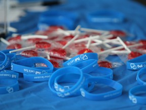 Bell Let’s Talk bracelets are seen at an event at Sault College in Sault Ste. Marie, Ont. in 2016. Brian Kelly, Postmedia Network