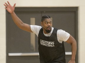 Marvin Phillips, during practice with the London Lightning at the Central YMCA on Wednesday January 25, 2017. (MORRIS LAMONT, The London Free Press)