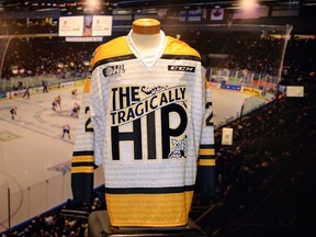 The Kingston Frontenacs will wear jerseys honouring The Tragically Hip during a game against the Mississauga Steelheads Saturday night at the Rogers K-Rock Centre. (Photo courtesy of the Kingston Frontenacs)