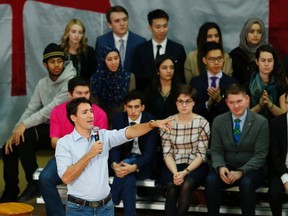 Prime Minister Justin Trudeau speaks at a town hall meeting at the University of Calgary in Calgary, Alta., Tuesday, Jan. 24, 2017. THE CANADIAN PRESS/Todd Korol