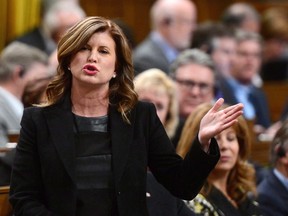 Interim Conservative leader Rona Ambrose stands during question period in the House of Commons on Parliament Hill in Ottawa on Monday, Dec. 12, 2016. Conservative members of Parliament are gathering in Quebec City today for two days of strategizing before next week's return of the House of Commons and their final months with Ambrose as interim leader. (THE CANADIAN PRESS/Sean Kilpatrick)