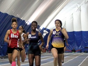 Laurentian University track team member Natasha Mayer is a College Notre Dame grad who has raised her game since joining the Voyageurs track team. Dick Moss/For The Sudbury Star