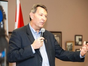 Vermilion-Lloydminster MLA Richard Starke speaks at the the New Horizons Senior Centre in Irma, Alta. on Sunday, Jan. 22. Taylor Hermiston/Vermilion Standard/Postmedia Network.