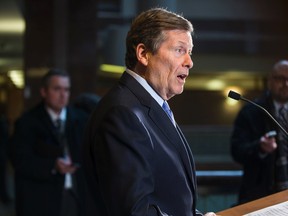 Toronto Mayor John Tory addresses media after a Toronto Police Services Board meeting at police headquarters in Toronto on Thursday, January 26, 2017. (Ernest Doroszuk/Toronto Sun)