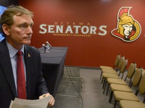 One day after being relieved of his duties as president and CEO of the Ottawa Senators Cyril Leeder addressed the media and said despite having an idea that a change could be coming, he still wasn't prepared for the news. (CANADIAN PRESS/Adrian Wyd)