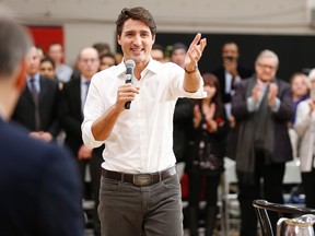 Prime Minister Justin Trudeau speaks with the public at a town hall at the University of Winnipeg Thursday, January 26, 2017. (THE CANADIAN PRESS/John Woods)