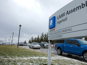 Workers stream out of the CAMI plant in Ingersol which has just been hit with a notice of permanent layoff of 600 workers by GM which is moving production of one of their vehicles to Mexico. The CAMI plant produces the Equinox and the Terrain, photo was taken on Friday January 27, 2017. (MIKE HENSEN, The London Free Press)