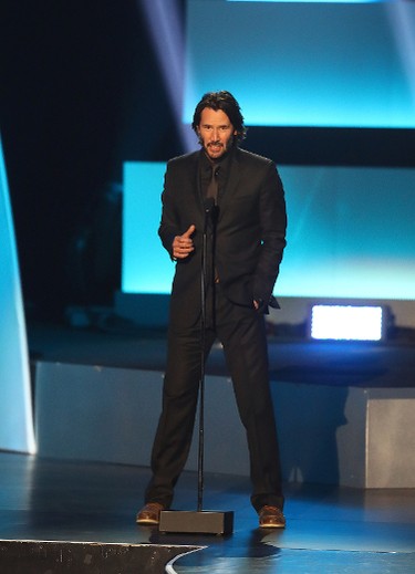 LOS ANGELES, CA - JANUARY 27:  Keanu Reeves speaks onstage during the NHL 100 presented by GEICO show as part of the 2017 NHL All-Star Weekend at the Microsoft Theater on January 27, 2017 in Los Angeles, California.  (Photo by Bruce Bennett/Getty Images)
