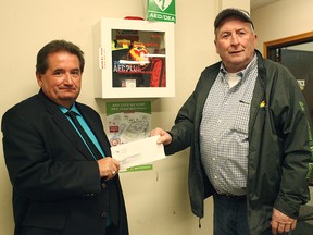 The Seaforth Agricultural Society has partnered with OBN Security to pay for an automated external defibrillator (AED). Last week the device was installed at the Seaforth Agriplex. (Shaun Gregory/Huron Expositor)