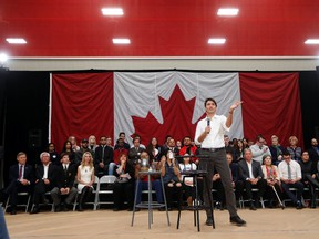 Prime Minister Justin Trudeau speaks with the public at a town hall at the University of Winnipeg Thursday, January 26, 2017. (THE CANADIAN PRESS/John Woods)