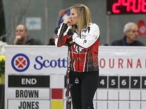 Jennifer Jones at the Manitoba Scotties in Winnipeg on Friday, Jan. 27, 2017.(Chris Procaylo, Winnipeg Sun/Postmedia Network)