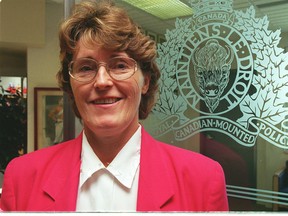 Sgt. Betty Glassman, in this photo from 1999, was one of first group of female RCMP officers in 1974. RCMP recruiting sessions aimed at increasing the number of female officers, are being held Feb. 2 and March 9 in Woodstock. (POSTMEDIA NETWORK FILE PHOTO)
