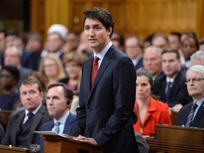 Prime Minister Justin Trudeau comments on the Quebec City mosque shootings in the House of Commons on Parliament Hill in Ottawa on Monday, Jan. 30, 2017. THE CANADIAN PRESS/Adrian Wyld