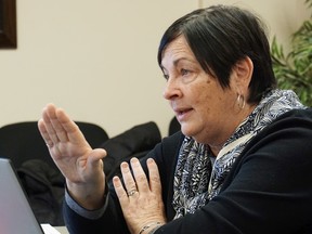 Luke Hendry/The Intelligencer
South East LHIN chairwoman Donna Segal speaks during the board meeting Monday in Belleville. She said the LHIN must take "a patients-first" approach to its work.