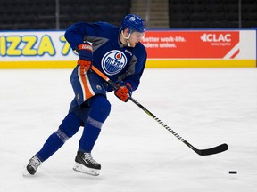 Leon Draisaitl skates during an Edmonton Oilers practice at Rogers Place on Monday, Jan. 30, 2017. (Greg Southam)