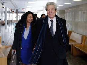 Defense attorney Harvey Fishbein arrives at court for closing arguments in the retrial of Pedro Hernandez, Monday, Jan. 30, 2017. After a jury deadlock last year, and Hernandez is back on trial, charged with kidnapping and killing 6-year-old Etan Patz in 1979. (AP Photo/Richard Drew)