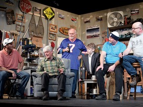 Theatre Tillsonburg's Guys in a Garage opens at the Otter Valley Playhouse on Thursday, Feb. 9. From left are 'the guys' Paul Buchner, Stuart Lion, Mark Smith, Joey Sanders, Harry VandenBiggelaar, and Fred Dupon. (CHRIS ABBOTT/TILLSONBURG NEWS)