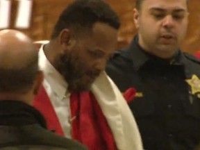 Charles Miller, 48, was charged with assault after allegedly attacking an auxiliary bishop during a weekend Mass in New Jersey. (Screengrab)