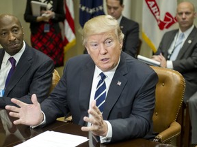 U.S. President Donald Trump meets with representatives from PhRMA, the Pharmaceutical Research and Manufacturers of America in the Roosevelt Room of the White House on January 31, 2017 in Washington, DC. (Photo by Ron Sachs - Pool/Getty Images)