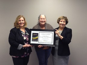 Submitted photo
Sandi Bench, accreditation lead, Brenda Adams, board chairperson and Terry Richmond, executive director of Cheshire Homes display the accreditation certificate the local non-profit recently received from FOCUS Accreditation.