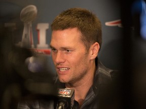Tom Brady of the New England Patriots answers questions during Super Bowl LI media availability at the J.W. Marriott on Jan. 31, 2017 in Houston. (Bob Levey/Getty Images)