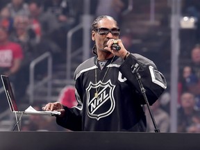 Snoop Dogg hosts the 2017 Coors Light NHL All-Star skills competition as part of the 2017 NHL All-Star weekend at Staples Center on Jan. 28, 2017 in Los Angeles, California. (Getty Images)