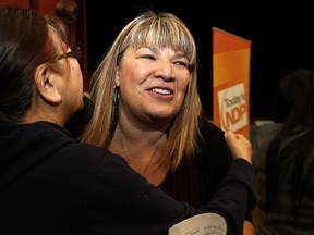 Bernadette Smith is congratulated on being acclaimed the NDP candidate for Point Douglas during a nomination meeting at the Ukrainian Labour Temple on Pritchard Avenue in Winnipeg on Mon., Jan. 31, 2017. She was elected to the Legislature Tuesday, June 14, 2017. Kevin King/Winnipeg Sun Files