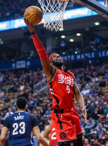Toronto Raptors DeMarre Carroll during 1st half action against the New Orleans Pelicans at the Air Canada Centre in Toronto, Ont. on Tuesday January 31, 2017. Ernest Doroszuk/Toronto Sun/Postmedia Network